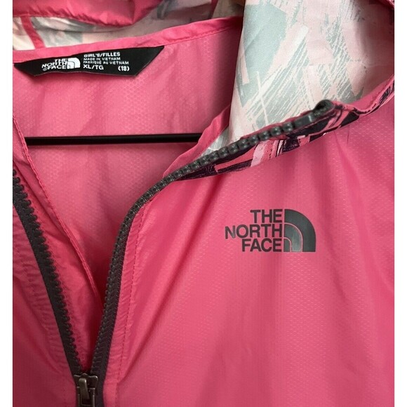 The North Face Girl’s XL 18 Full Zip Hooded Windbreaker Jacket - Pink - Picture 4 of 8